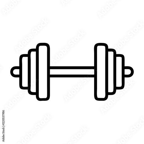 Dumbbell icon in black outline style for fitness and gym