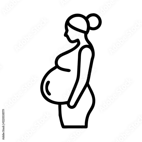 Pregnant woman icon in black outline style