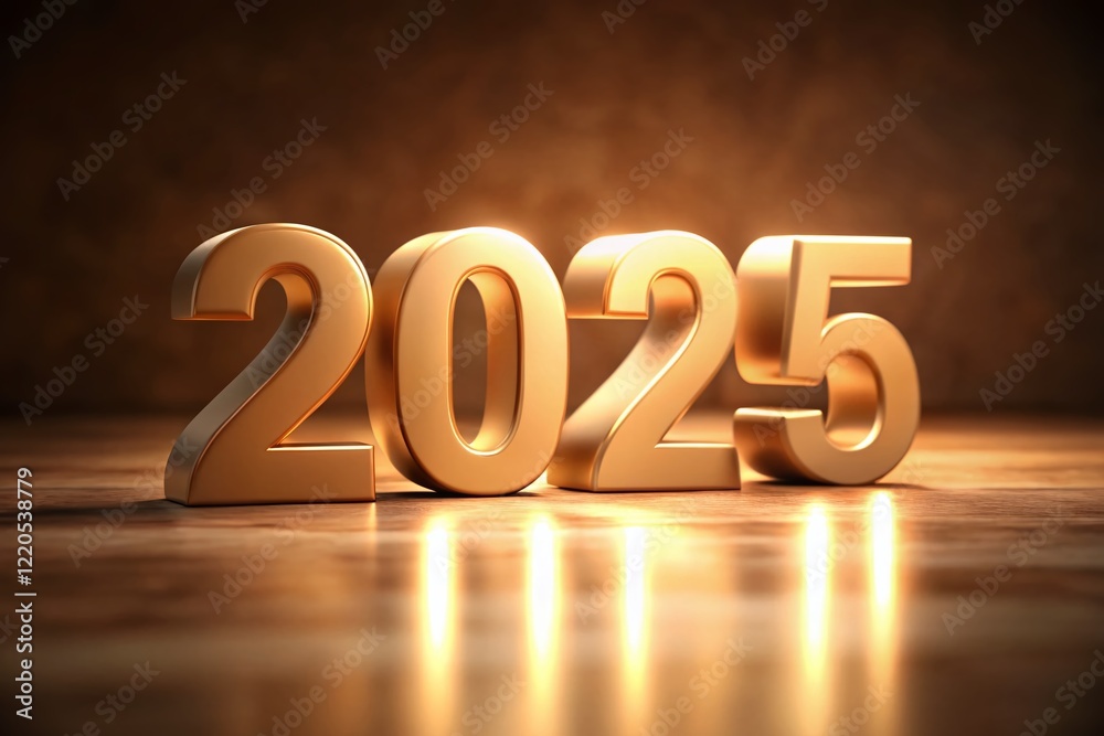 2025 Minimalist Tan 3D Render on Brown Background - Candid Stock Photo 2025 Minimalist Tan 3D Render on Brown Background - Candid Stock Photo