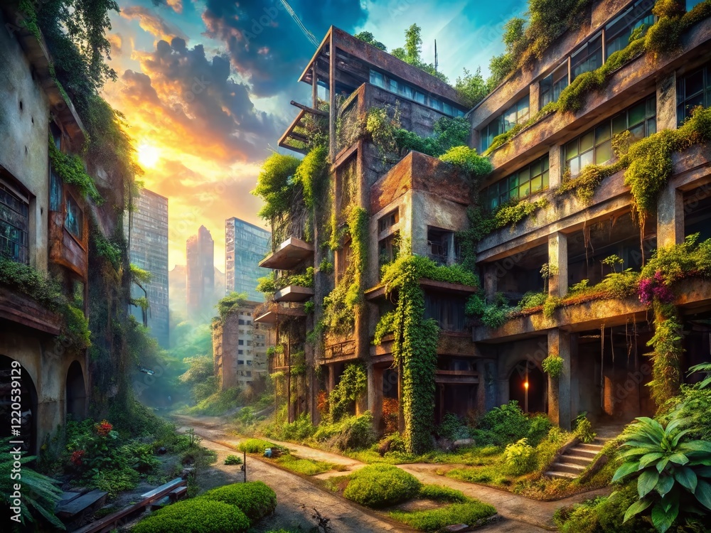 Obraz premium Abandoned 2029 Cityscape: Urban Exploration Photography