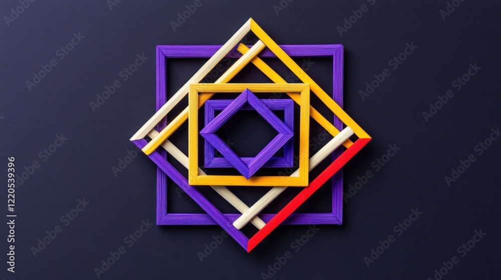 Abstract colorful geometric square frame pattern on dark background. Abstract colorful geometric square frame pattern on dark background.