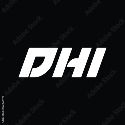 DHI letter technology logo design on black background. DHI creative initials letter IT logo concept. DHI setting shape design photo