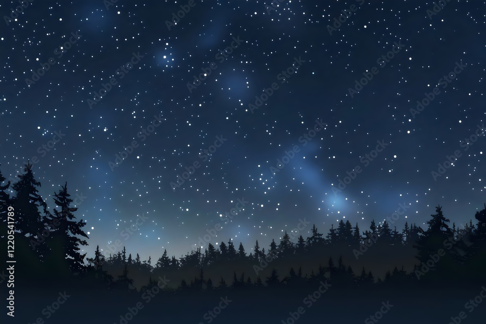 Fototapeta premium A hyper-realistic nighttime landscape featuring a clear, star-filled sky with the Milky Way prominently visible across the scene.