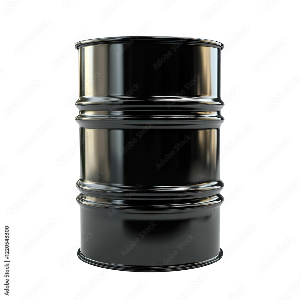 Black oil barrel, isolated on transparent cutout background