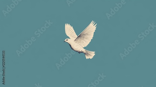 Wallpaper Mural White dove in flight against a teal sky. Torontodigital.ca