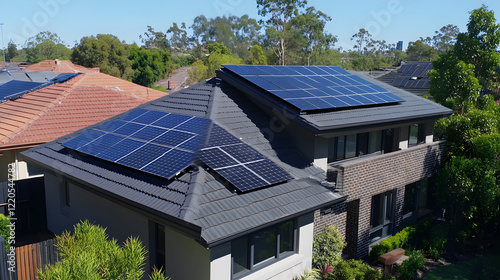 Wallpaper Mural AI-managed solar panel system with dynamic adjustment for sun tracking, improving solar energy absorption and optimizing system performance throughout the day. Torontodigital.ca