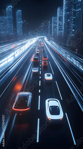Wallpaper Mural  AI-powered autonomous vehicles on a futuristic highway.  Torontodigital.ca