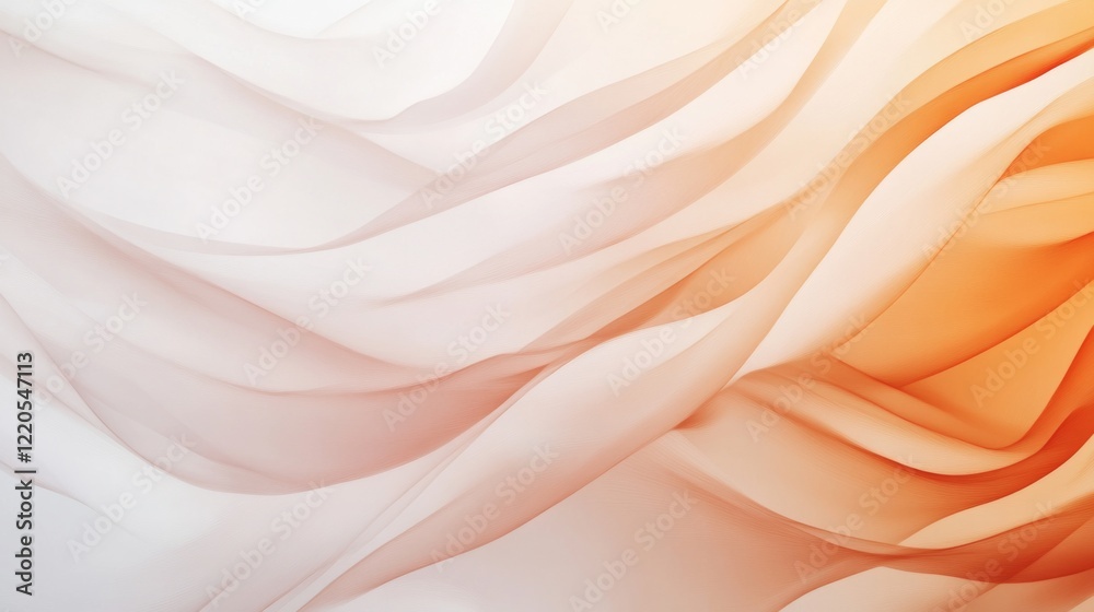 Fototapeta premium Abstract flowing fabric in orange and white hues.