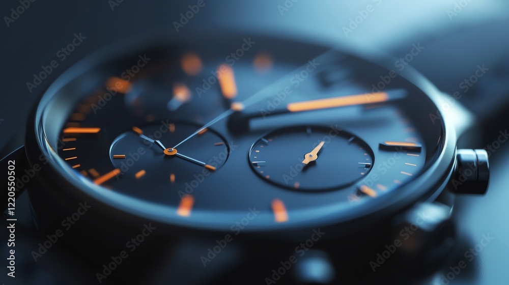 Fototapeta premium A close-up shot of a watch face with orange hands.