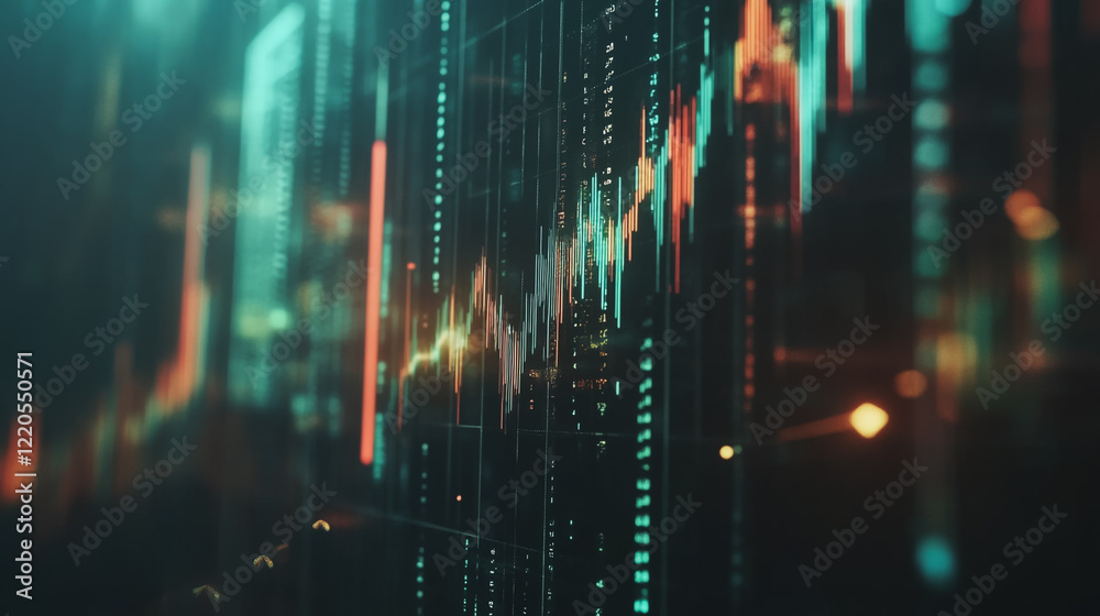 Fototapeta premium Abstract dark blue background with Colorful charts and graphs with statistics to innovative analyze business potential and forecast future development of companies growth.