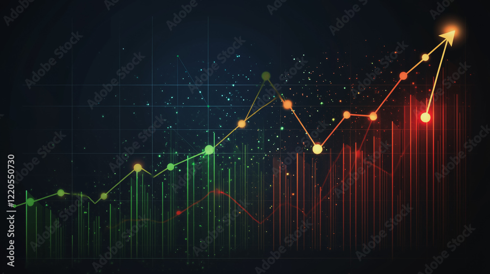 Fototapeta premium Abstract dark blue background with Colorful charts and graphs with statistics to innovative analyze business potential and forecast future development of companies growth.