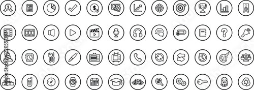 Teamwork and business line icons collection. Big UI icon set. Thin outline icons pack. Vector illustration