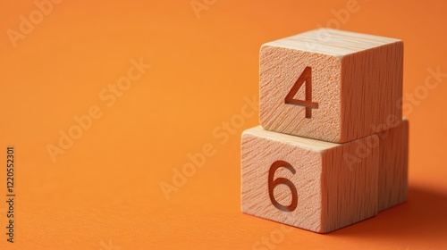 From 3rd to 4th quater symbol. Turned wooden cubes and changed words '3rd quater' to '4th quater'. Beautiful orange table, orange background. Business, happy 4th quater concept, copy space. photo