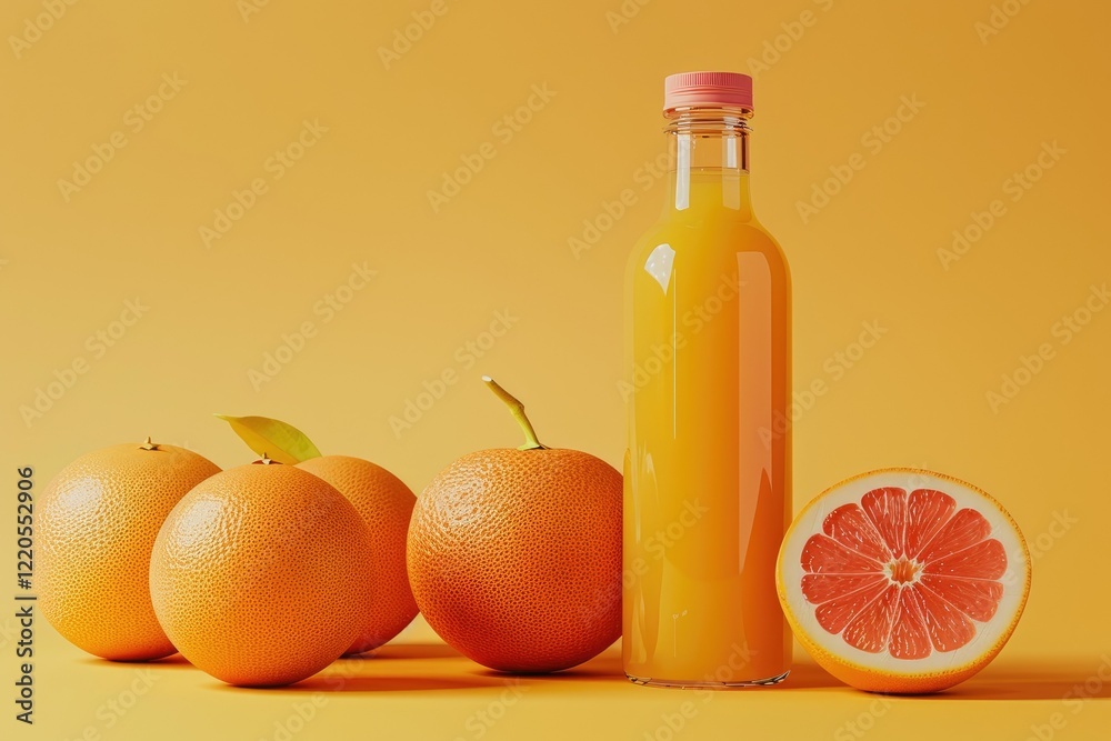 High Resolution Visual of a Bottle of Grapefruit Next to a Grapefruit High Resolution Visual of a Bottle of Grapefruit Next to a Grapefruit