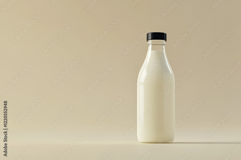 Clear Pixel Image of a Bottle of Milk with a Black Cap on it Clear Pixel Image of a Bottle of Milk with a Black Cap on it
