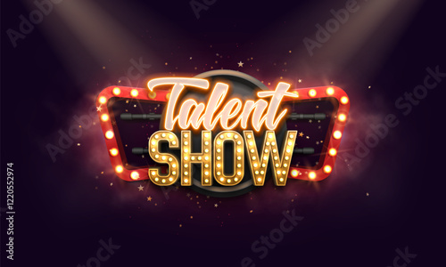 Talent Show. Retro neon sign on bright background. Vector illustration.