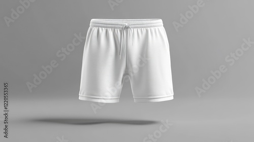 Front view 3D rendering of a blank black and white mens shorts mockup Isolated daily outfit mockup photo