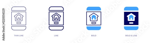 Application icon in 4 different styles. Thin Line, Line, Bold, and Bold Line. Duotone style. Editable stroke