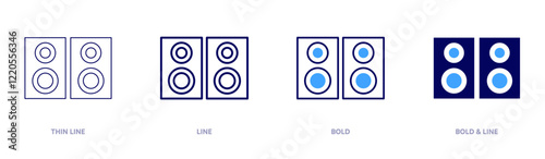 Audiosystem icon in 4 different styles. Thin Line, Line, Bold, and Bold Line. Duotone style. Editable stroke photo