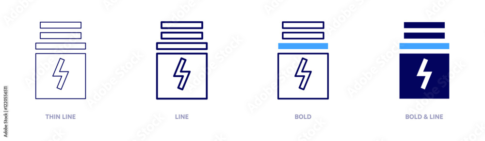Battery icon in 4 different styles. Thin Line, Line, Bold, and Bold Line. Duotone style. Editable stroke Battery icon in 4 different styles. Thin Line, Line, Bold, and Bold Line. Duotone style. Editable stroke