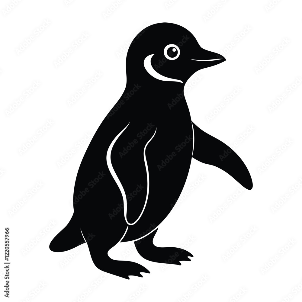 Naklejka premium baby penguin on a white vector illustration
