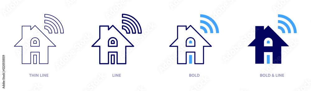 Domotic networks icon in 4 different styles. Thin Line, Line, Bold, and Bold Line. Duotone style. Editable stroke Domotic networks icon in 4 different styles. Thin Line, Line, Bold, and Bold Line. Duotone style. Editable stroke