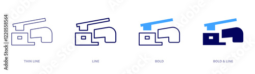 Faucet icon in 4 different styles. Thin Line, Line, Bold, and Bold Line. Duotone style. Editable stroke