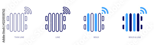 Heater icon in 4 different styles. Thin Line, Line, Bold, and Bold Line. Duotone style. Editable stroke