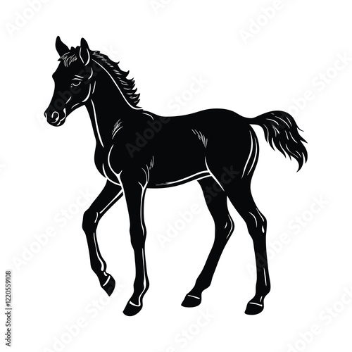 silhouette of a baby horse  vector illustration