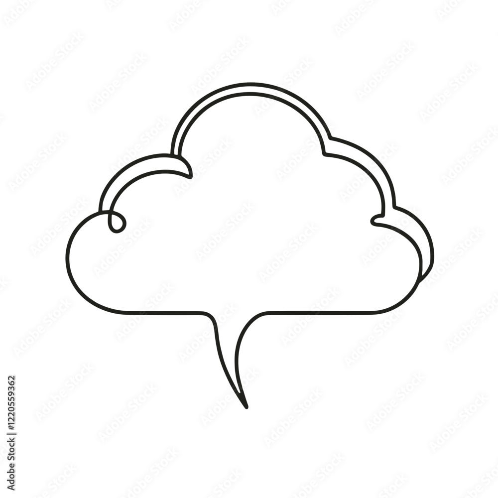Dialog cloud, vector, black line drawing, minimalistic, single line, simple line, isolated, transparent background Dialog cloud, vector, black line drawing, minimalistic, single line, simple line, isolated, transparent background