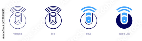 Smart robot vacuum cleaner icon in 4 different styles. Thin Line, Line, Bold, and Bold Line. Duotone style. Editable stroke
