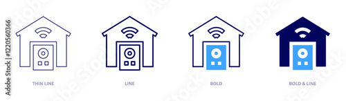 Smarthouse icon in 4 different styles. Thin Line, Line, Bold, and Bold Line. Duotone style. Editable stroke