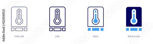 Temperature sensor icon in 4 different styles. Thin Line, Line, Bold, and Bold Line. Duotone style. Editable stroke