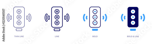 Traffic lights icon in 4 different styles. Thin Line, Line, Bold, and Bold Line. Duotone style. Editable stroke