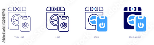 Washing machine icon in 4 different styles. Thin Line, Line, Bold, and Bold Line. Duotone style. Editable stroke