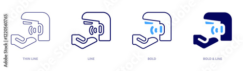 Water tap icon in 4 different styles. Thin Line, Line, Bold, and Bold Line. Duotone style. Editable stroke