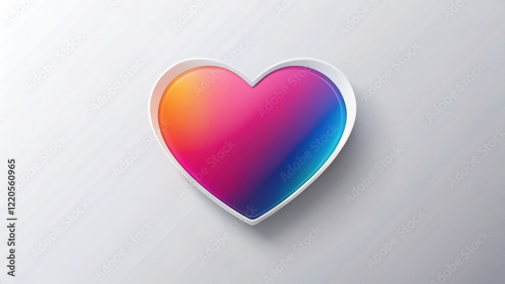 Heart Shape Sticker on White Background with Gradient Effect Heart Shape Sticker on White Background with Gradient Effect