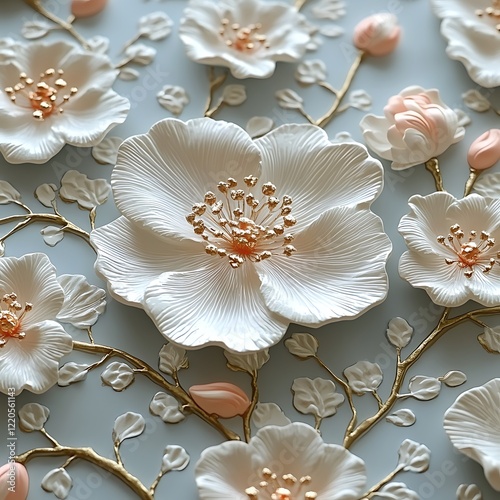 Pastel Wallpaper 3D Luxury Floral Design