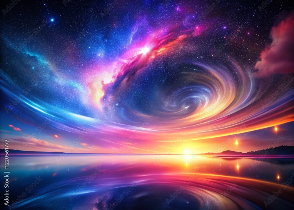 Obraz premium Abstract Night Gradient: Colorful Swirls & White Space - Stock Photo