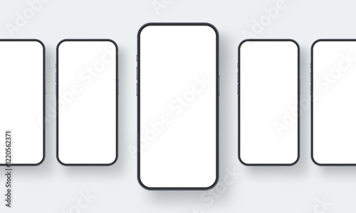Smartphones Screens Mockups For Showing Your Mobile Design. Vector Illustration