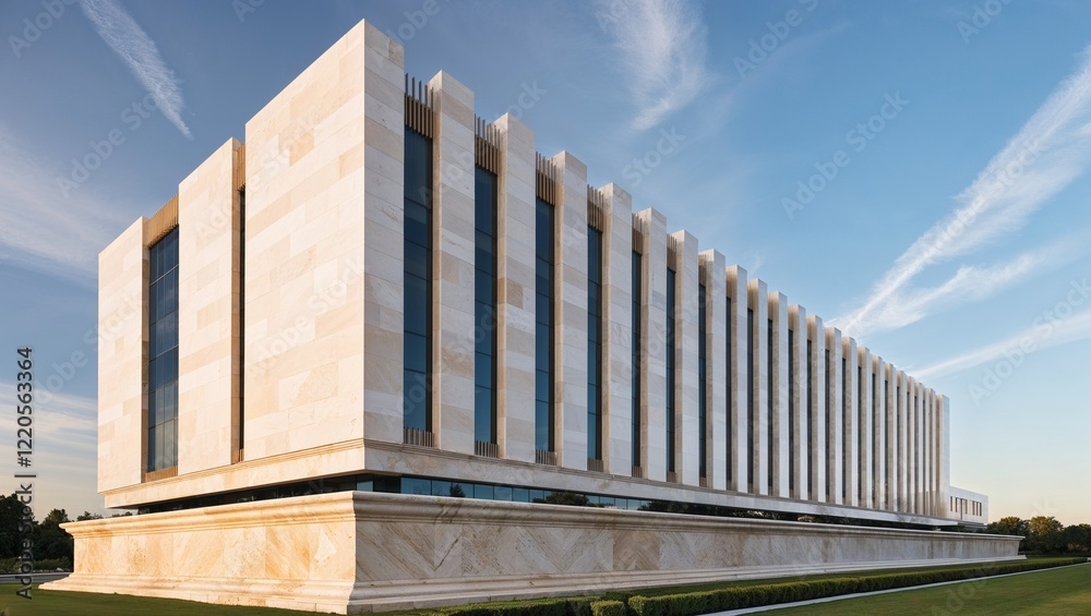A modern business buildings sleek angular facade A modern business buildings sleek angular facade