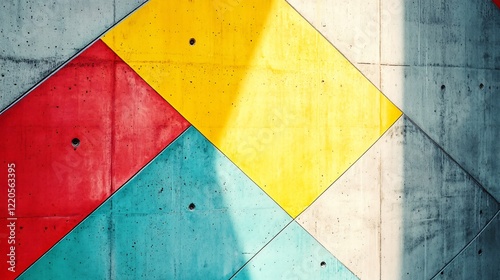 Vibrant Abstract Concrete Wall Design in Urban Area