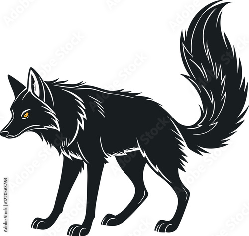 black fox vector on white background 