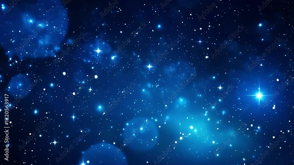 Blue abstract sparkle bokeh background, Gradient blue background with loop playback, Blue light shine particles bokeh on navy blue video background, 4k Ultra HD video.