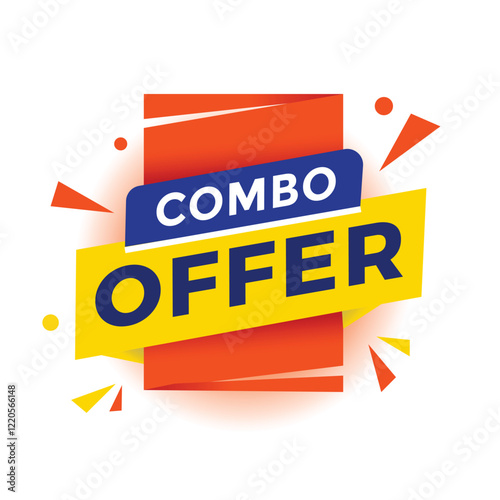 Combo offer banner label or tag design. Advertising discounts sign vector.