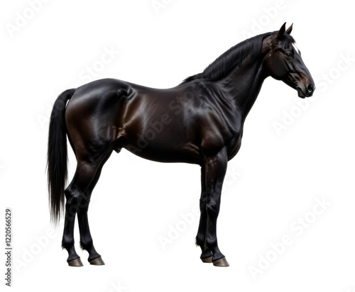 Dark brown horse standing with transparent background