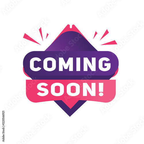 Coming soon banner symbol isolated speech design. Vector for announce, business Advertising.