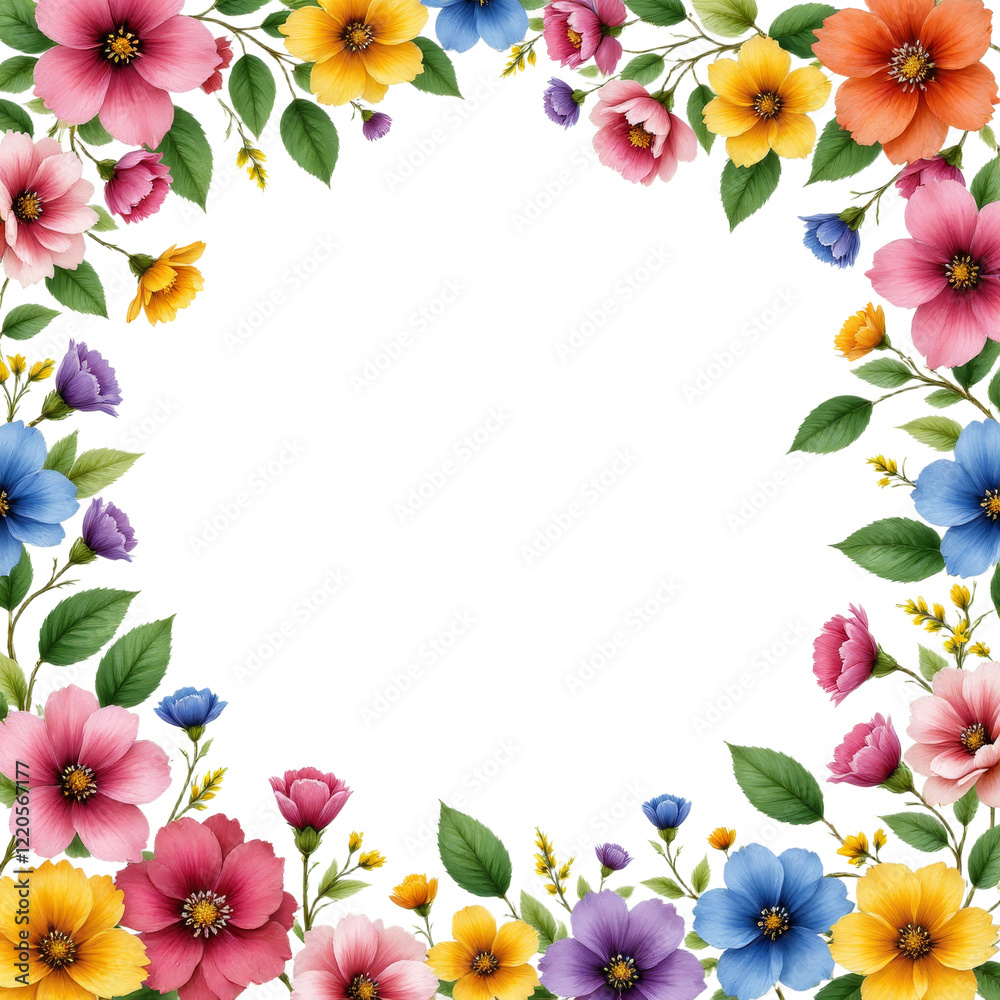 Floral border with leaves transparent background Floral border with leaves transparent background