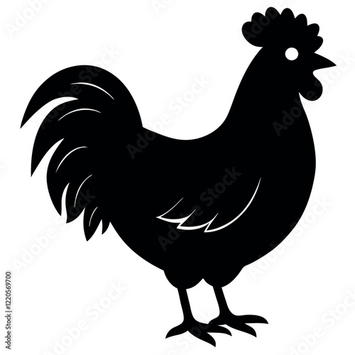 Chicken Rooster Silhouette Icon - Modern Minimalist Rooster Graphic photo