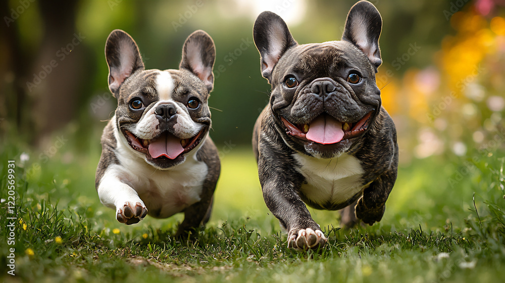 Fototapeta premium french bulldog running in circles